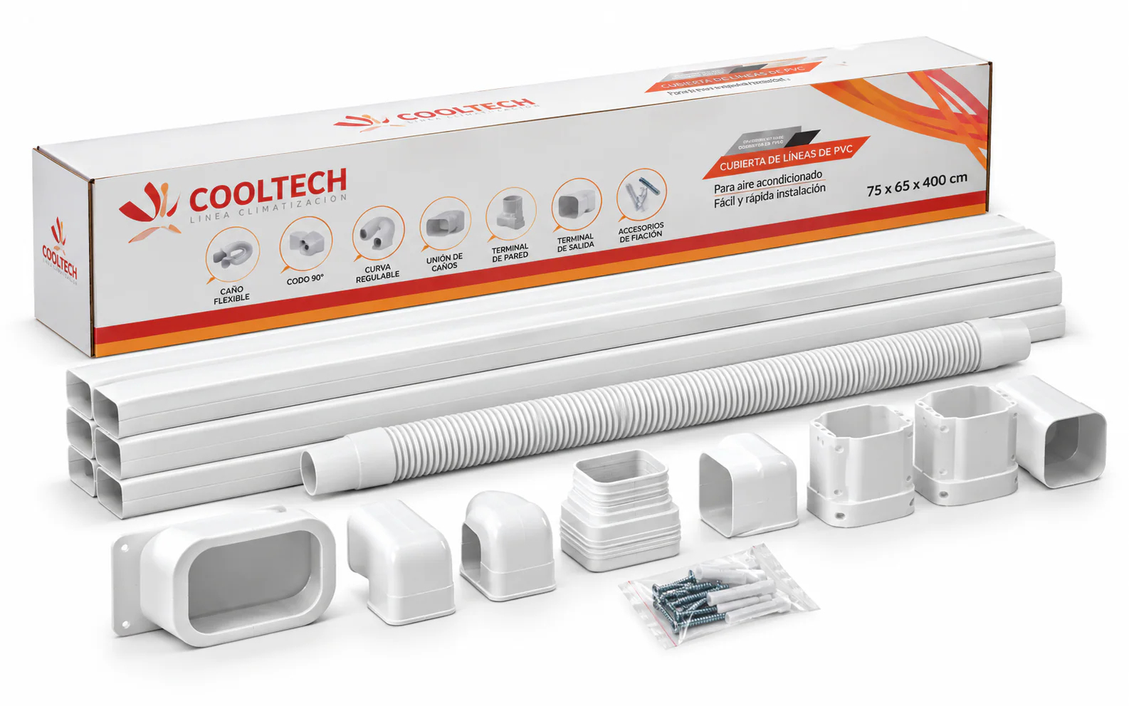 Kit de canalización Cooltech KT 100 PVC blanco 4 m